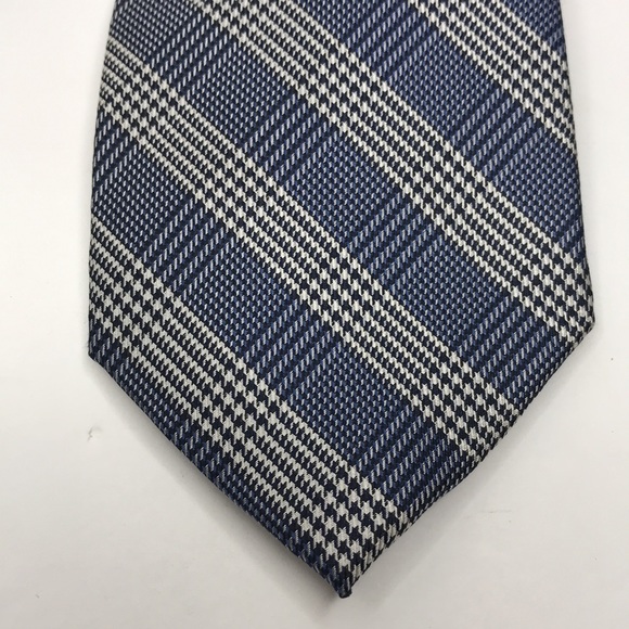 Michael Kors Blue Plaid Print 100% Silk Neck Tie - Picture 2 of 8